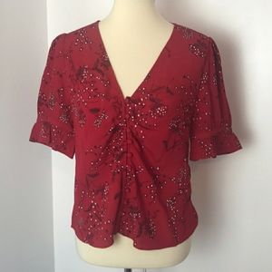 Madewell Red Floral Top NWT Size 8